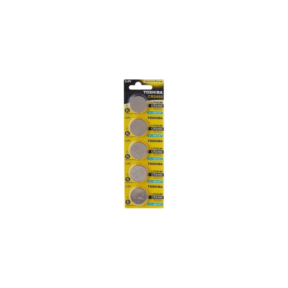 Pack de 5 Pilas de Botón Toshiba CR2450/ 3V/ Alcalinas | Pilas