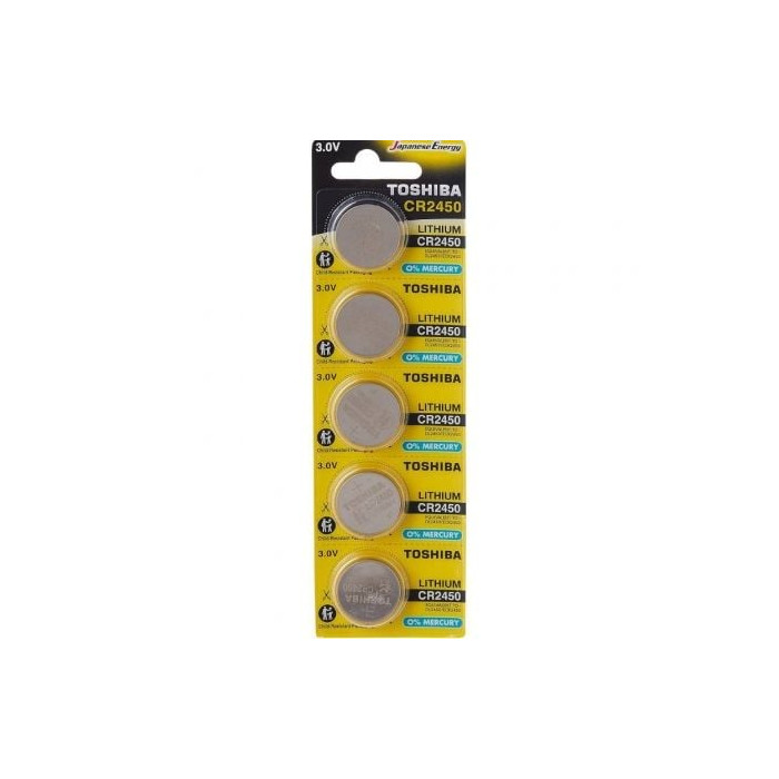 Pack de 5 Pilas de Botón Toshiba CR2450/ 3V/ Alcalinas | Pilas