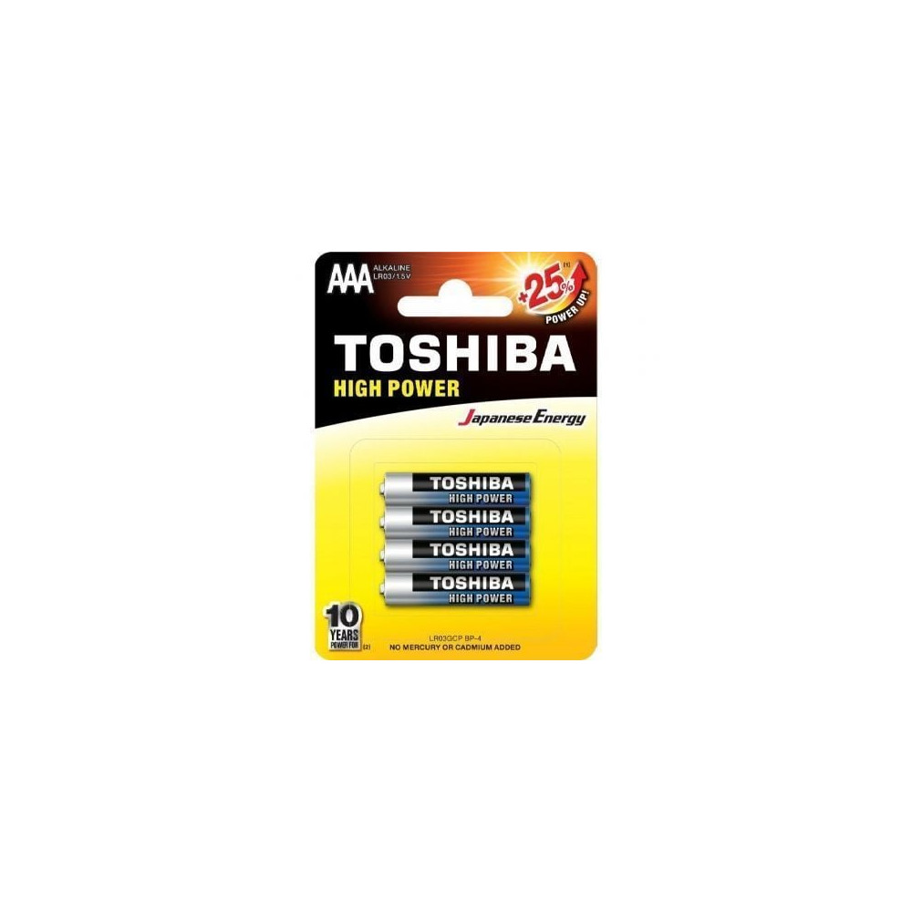 Pack de 4 Pilas AAA Toshiba High Power LR03/ 1.5V/ Alcalinas | Pilas