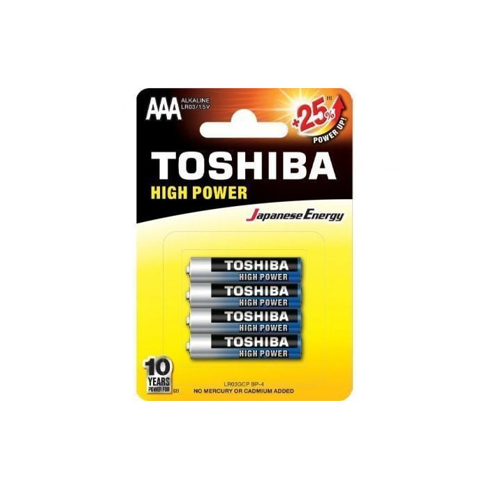 Pack de 4 Pilas AAA Toshiba High Power LR03/ 1.5V/ Alcalinas | Pilas