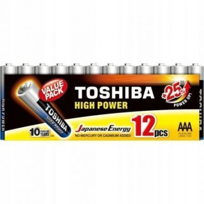Pack de 12 Pilas AAA Toshiba High Power LR03/ 1.5V/ Alcalinas | Pilas