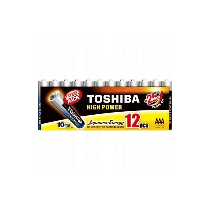 Pack de 12 Pilas AAA Toshiba High Power LR03/ 1.5V/ Alcalinas | Pilas