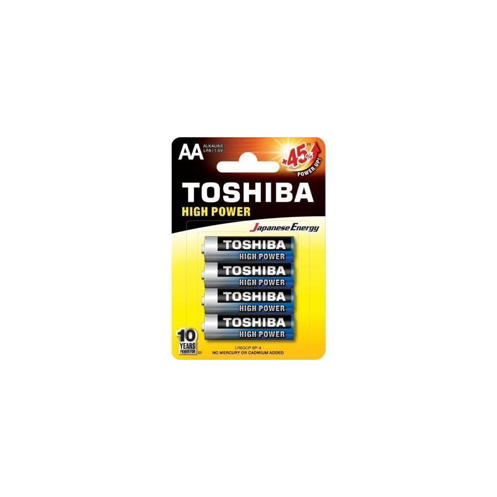 Pack de 4 Pilas AA Toshiba High Power LR6/ 1.5V/ Alcalinas | Pilas