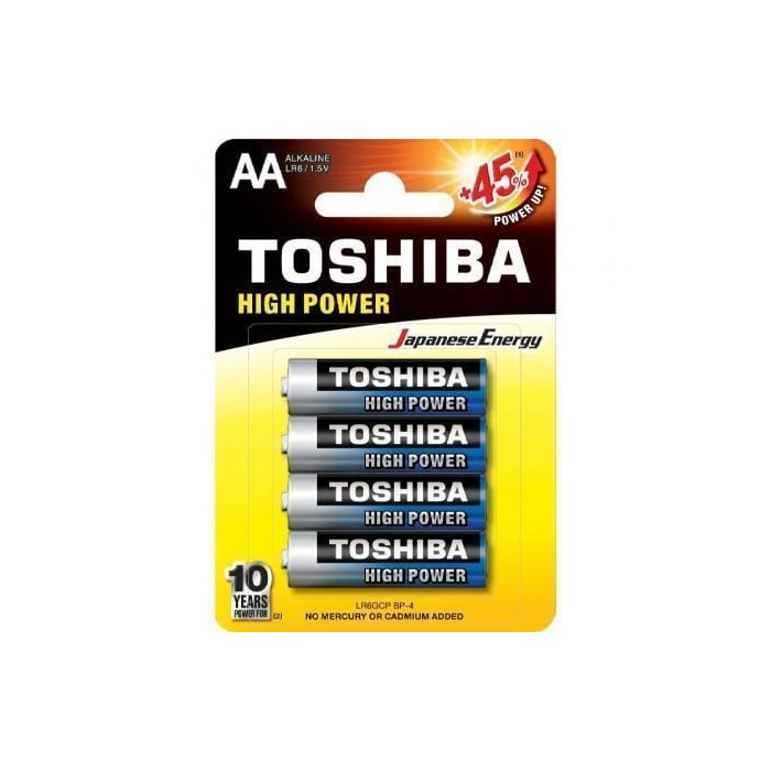 Pack de 4 Pilas AA Toshiba High Power LR6/ 1.5V/ Alcalinas | Pilas
