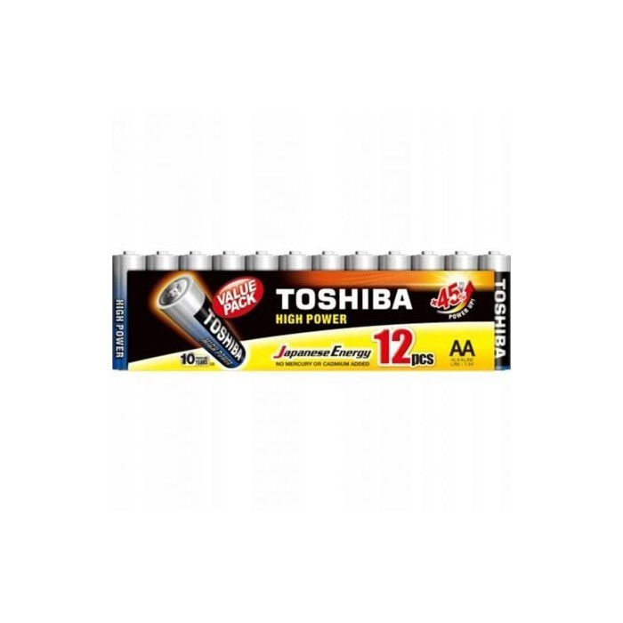 Pack de 12 Pilas AA Toshiba High Power LR6/ 1.5V/ Alcalinas | Pilas