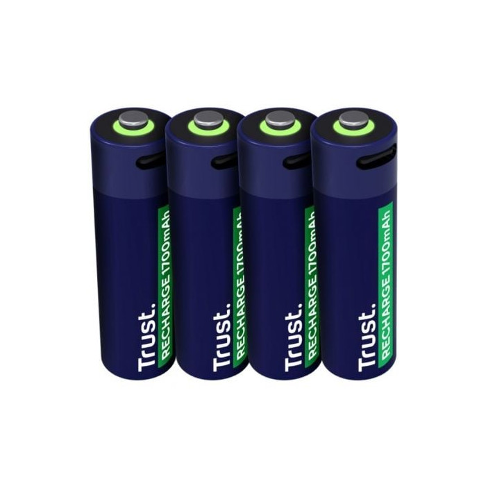 Pack de 4 Pilas AA Trust 25631/ Recargables | Pilas