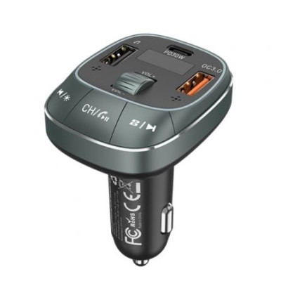 Transmisor FM/ MP3/ Bluetooth Vention FFLB0/ 1xUSB-Tipo C/ 2xUSB/ 30W | Car Audio