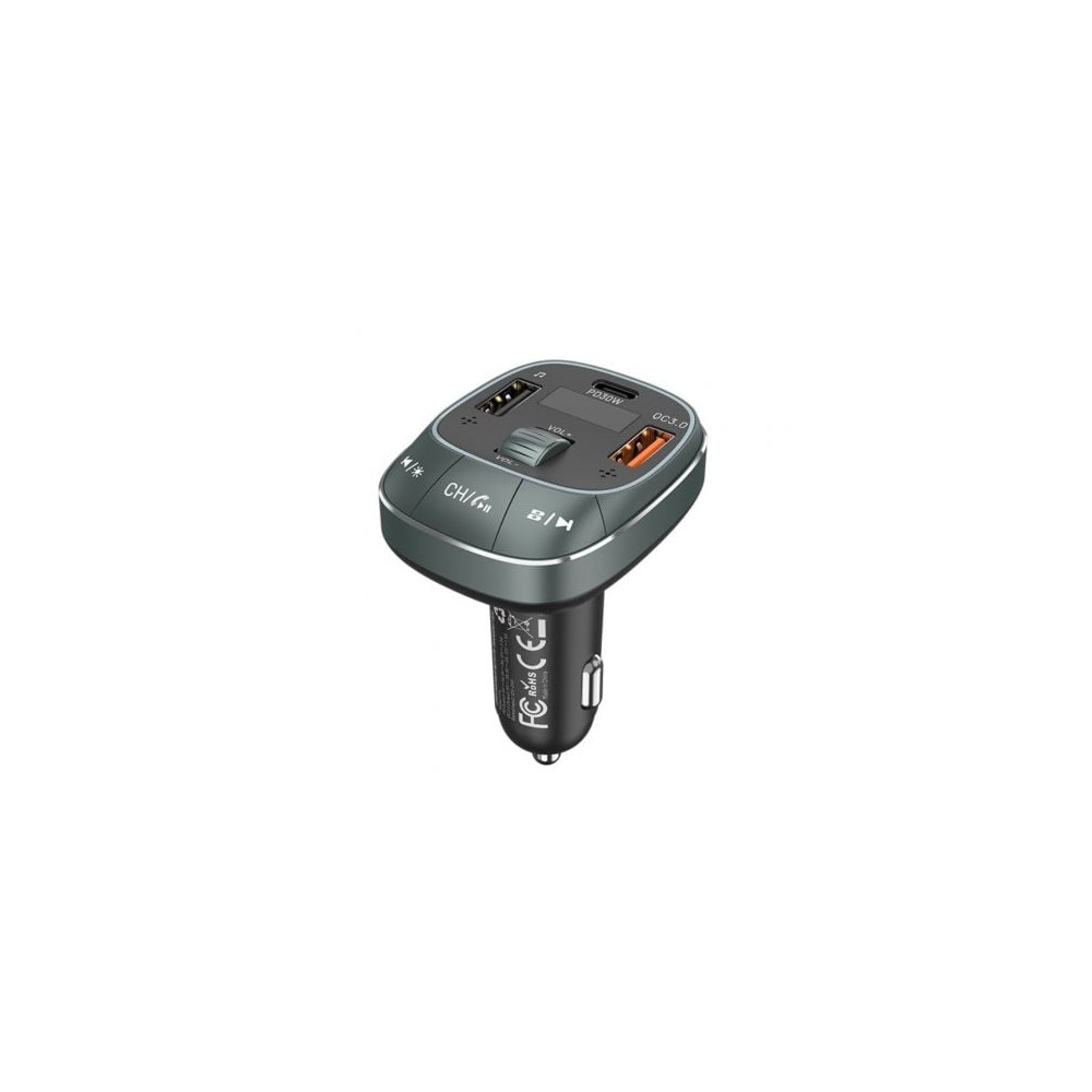 Transmisor FM/ MP3/ Bluetooth Vention FFLB0/ 1xUSB-Tipo C/ 2xUSB/ 30W | Car Audio