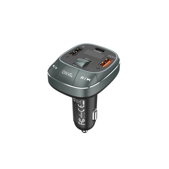 Transmisor FM/ MP3/ Bluetooth Vention FFLB0/ 1xUSB-Tipo C/ 2xUSB/ 30W | Car Audio