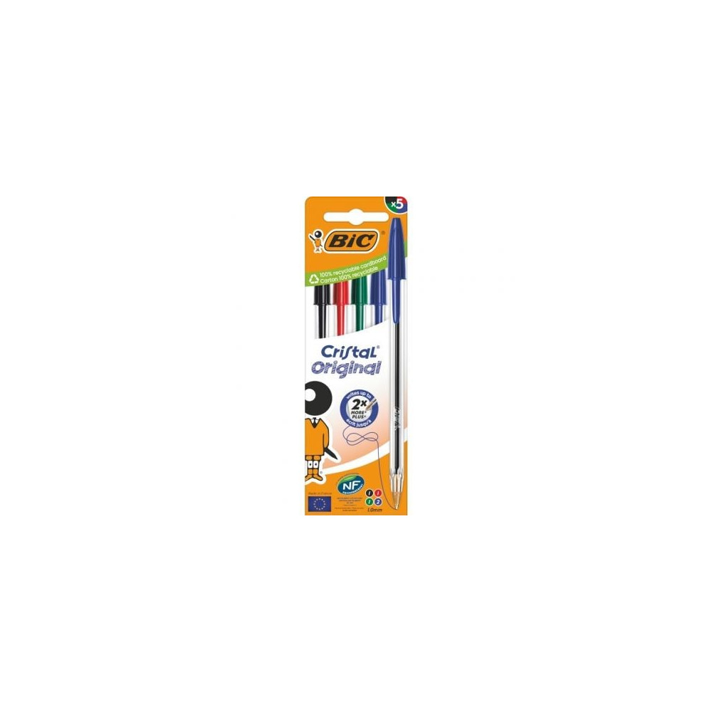 Bolígrafos de Tinta de Aceite Bic Cristal Original 516346/ 5 unidades/ Colores Surtidos | Bolígrafos