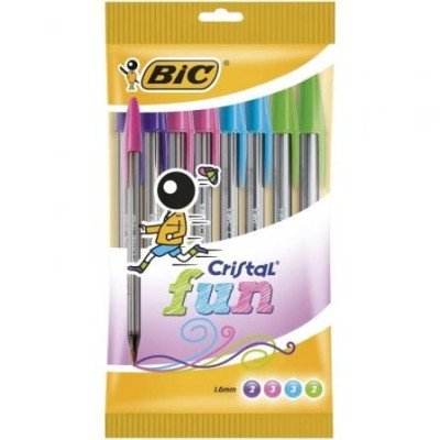 Bolígrafos de Tinta de Aceite Bic Cristal Fun 921342/ 10 unidades/ Colores Surtidos | Bolígrafos