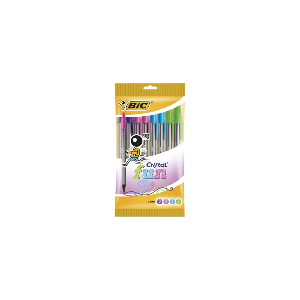 Bolígrafos de Tinta de Aceite Bic Cristal Fun 921342/ 10 unidades/ Colores Surtidos | Bolígrafos
