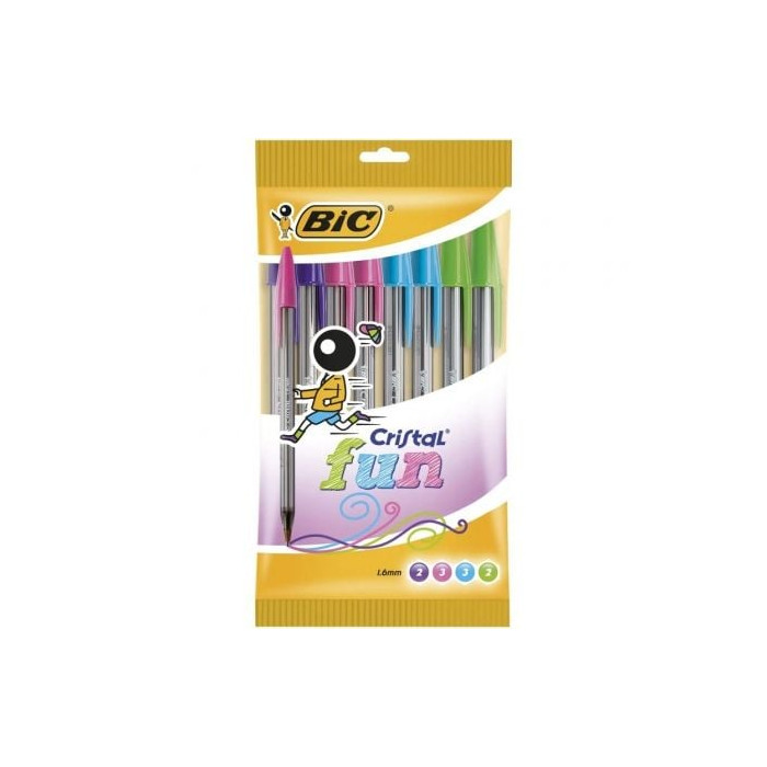 Bolígrafos de Tinta de Aceite Bic Cristal Fun 921342/ 10 unidades/ Colores Surtidos | Bolígrafos