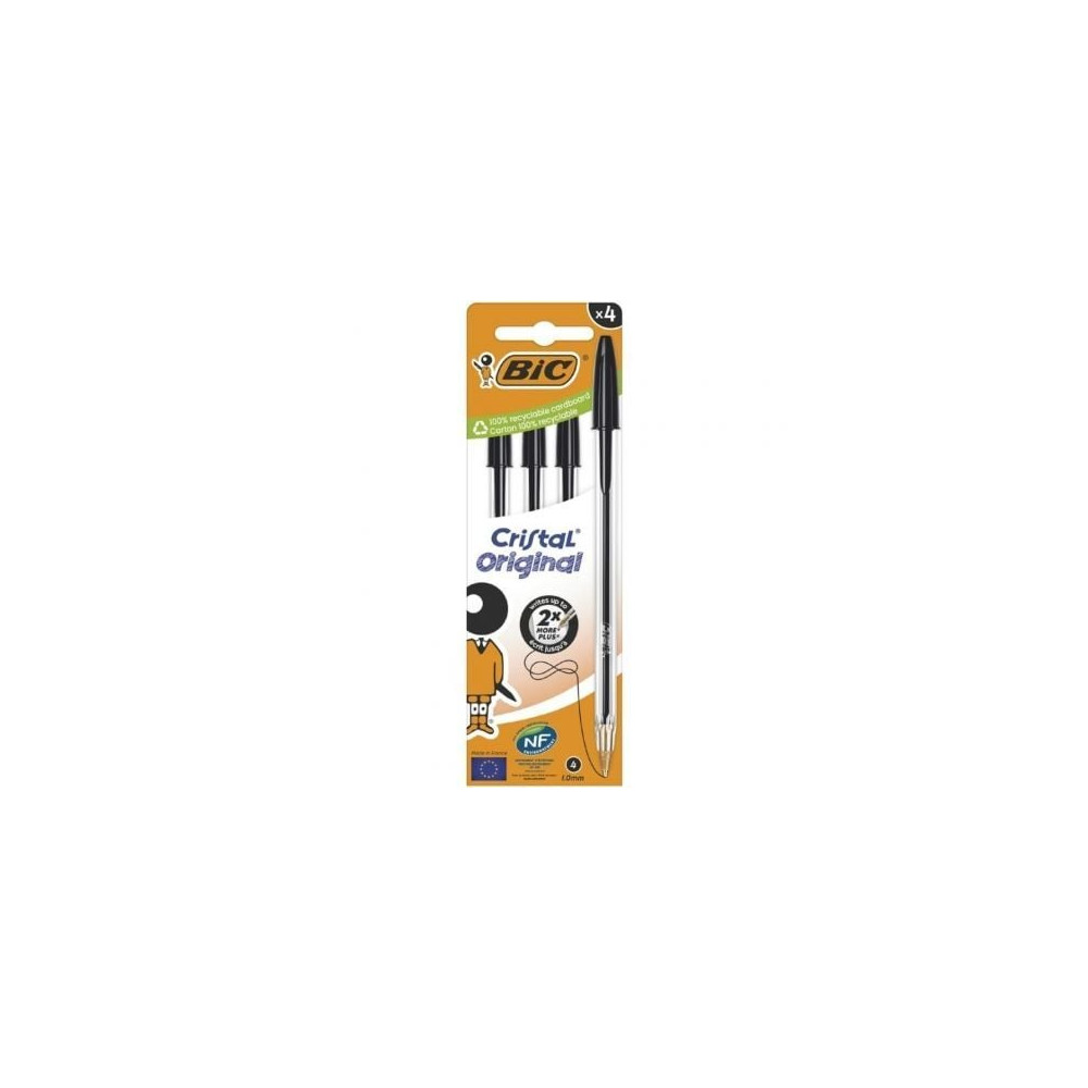 Bolígrafos de Tinta de Aceite Bic Cristal Original 516335/ 4 unidades/ Negros | Bolígrafos