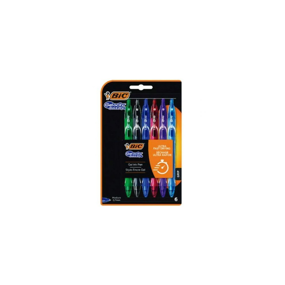Bolígrafos de Tinta de Gel Retráctil Bic Gelocity Quick Dry 964769/ 6 unidades/ Surtidos | Bolígrafos