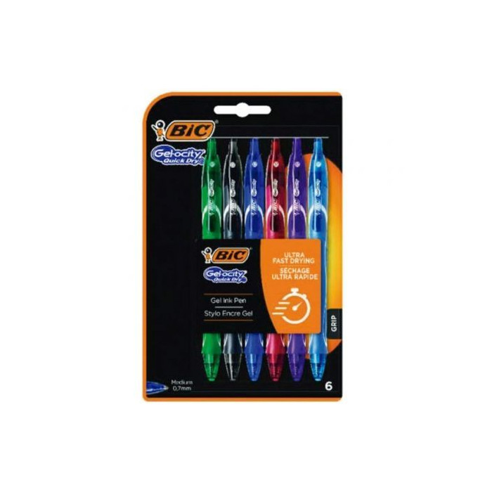 Bolígrafos de Tinta de Gel Retráctil Bic Gelocity Quick Dry 964769/ 6 unidades/ Surtidos | Bolígrafos