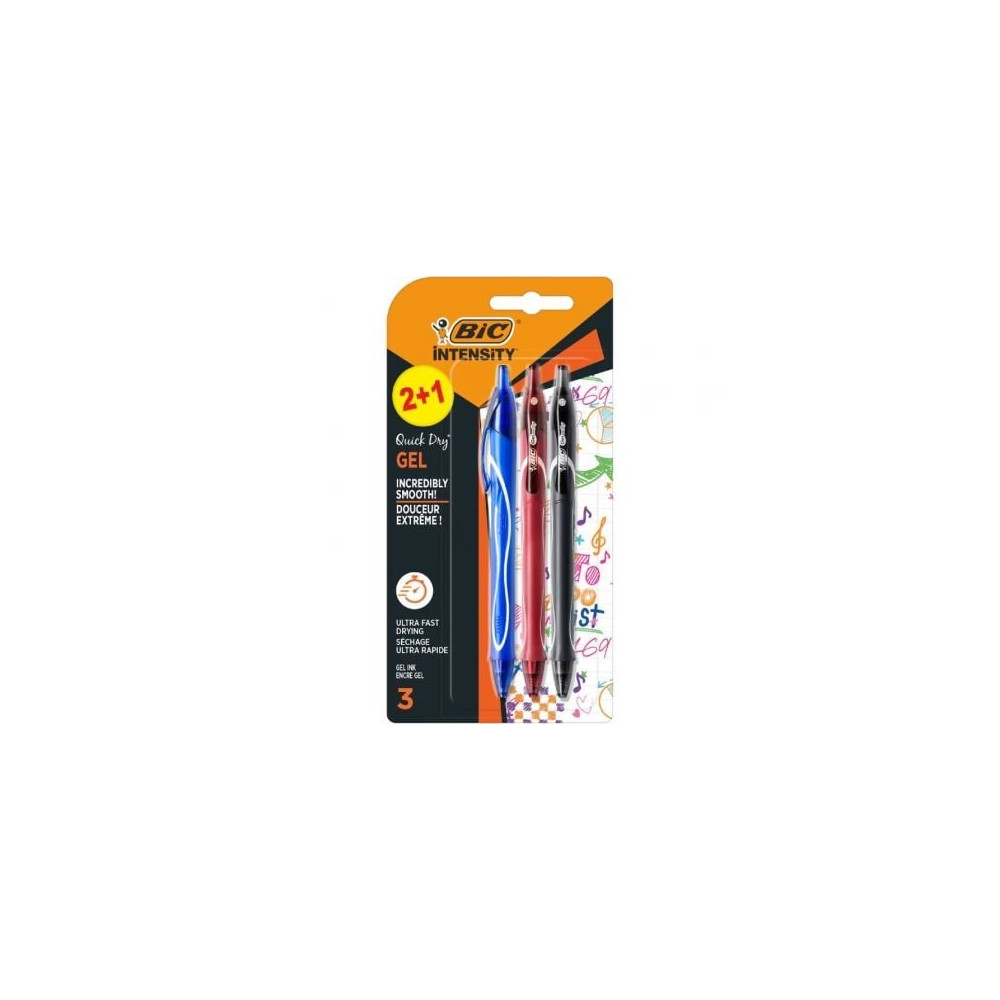 Bolígrafo de Tinta de Gel Retráctil Bic Gelocity Quick Dry 972035/ 3 unidades/ Surtidos | Bolígrafos