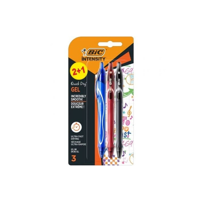 Bolígrafo de Tinta de Gel Retráctil Bic Gelocity Quick Dry 972035/ 3 unidades/ Surtidos | Bolígrafos