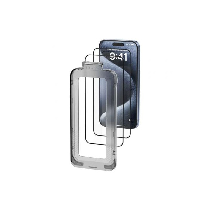Pack de 2 Protectores de Pantalla de Cristal Templado Vention KUPTCA-10 para iPhone 16 + Herramienta de Instalación Antipolvo | 