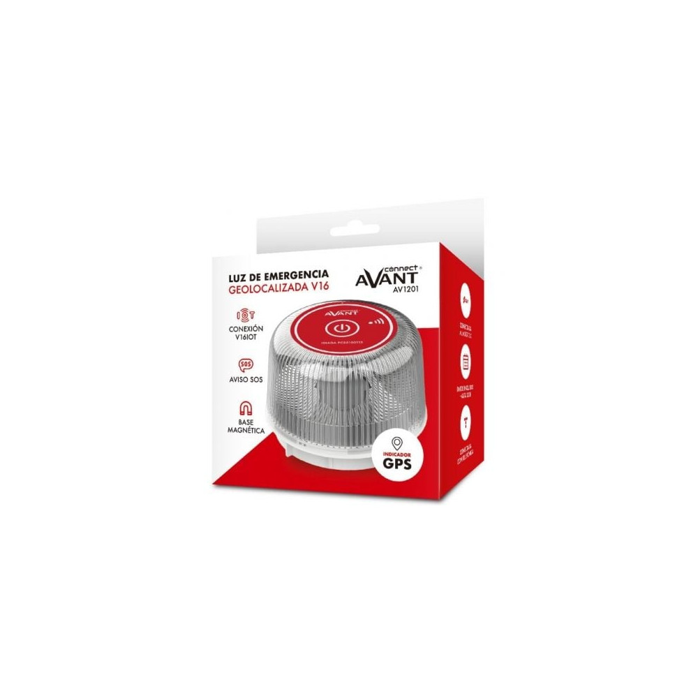 Luz baliza de emergencia para coche Avant V16 Connected AV1201/ Homologada/ Base Imantada/ Geolocalizable/ Funciona a Pilas | Em