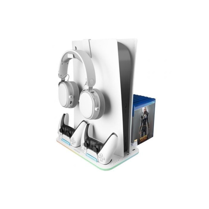 Soporte Multifunción RGB para PS5 Mars Gaming MPS5-B2/ Blanco | PlayStation