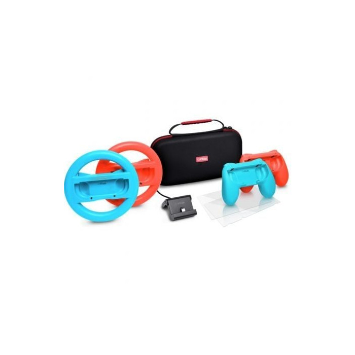 Pack Gaming Trust Gaming GXT 1249/ Estuche rígido + 2 Joy-Con + 2 Volantes + Cristal Templado para Switch + Soporte de Carga | N