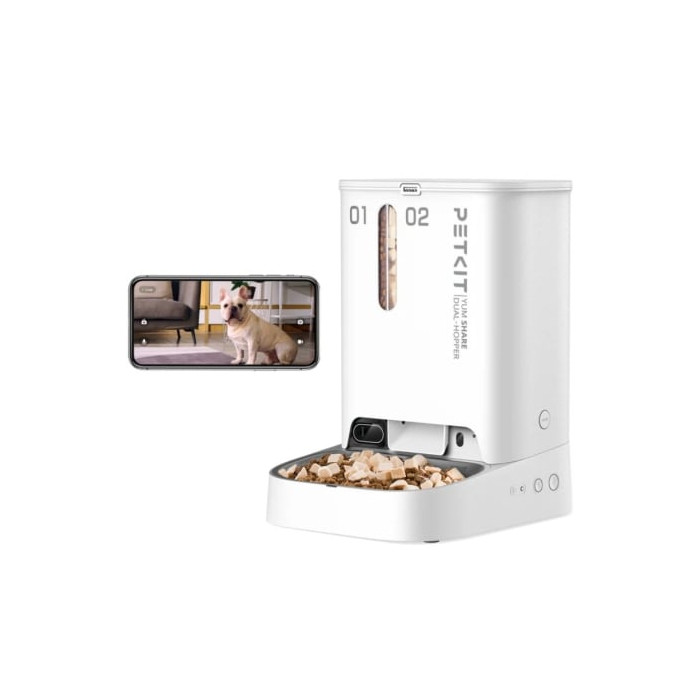 Comedero de mascotas Inteligente PetKit YumShare Dual-Hopper/ Cámara HD/ con Micrófono | Dispositivos