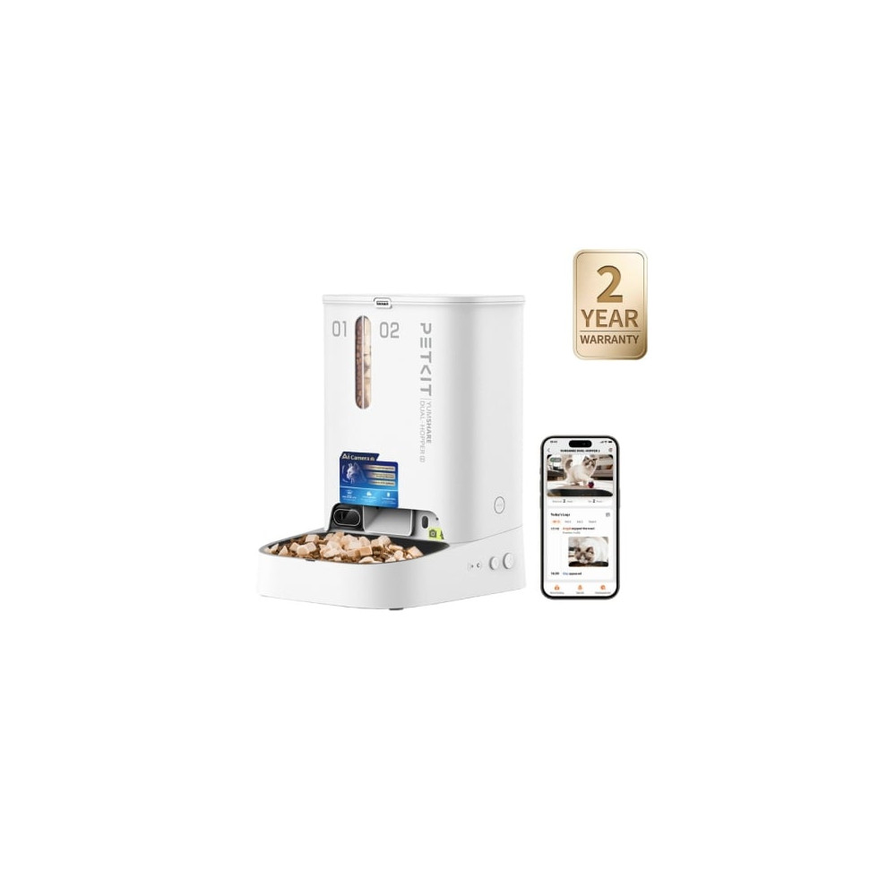 Comedero de mascotas Inteligente PetKit YumShare Dual-Hopper 2/ Cámara HD/ con Micrófono | Dispositivos