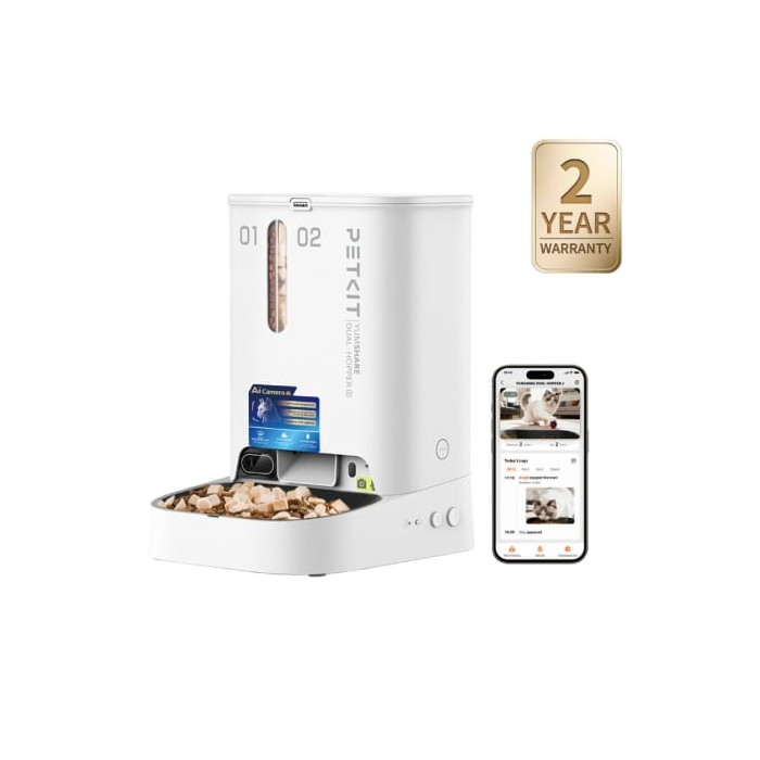 Comedero de mascotas Inteligente PetKit YumShare Dual-Hopper 2/ Cámara HD/ con Micrófono | Dispositivos
