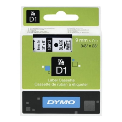 Cinta Rotuladora Adhesiva de Plástico Dymo D1 40913/ para Label Manager/ 9mm x 7m/ Negra-Blanca | Etiquetar