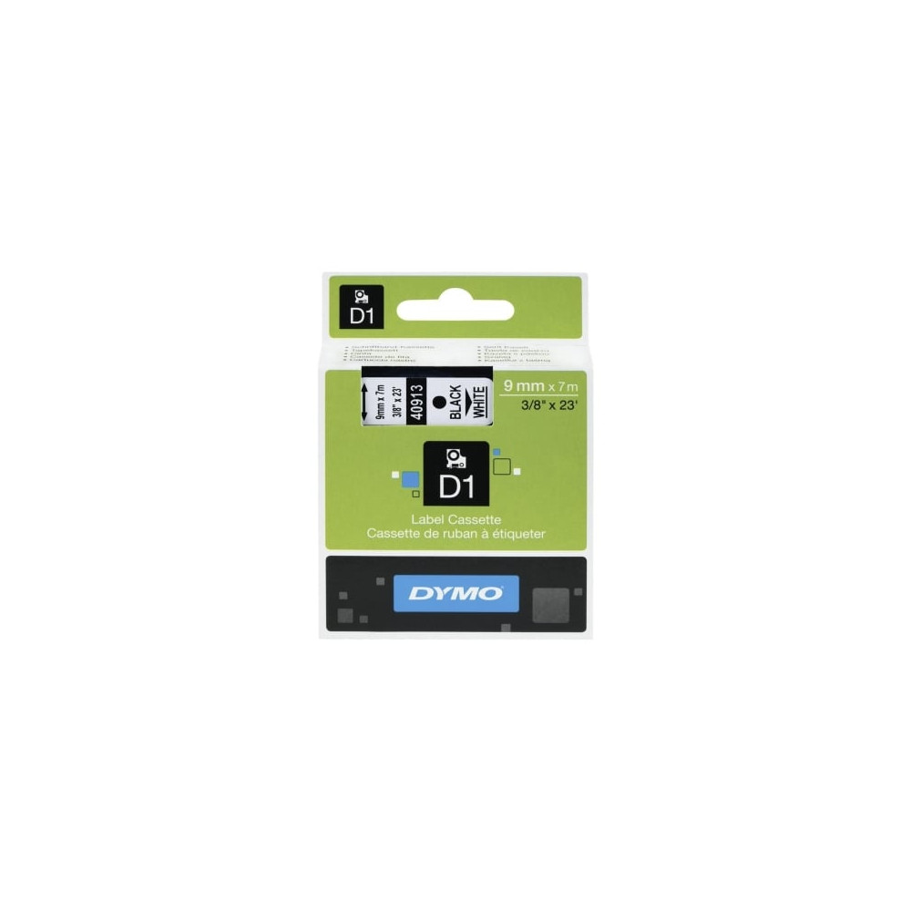 Cinta Rotuladora Adhesiva de Plástico Dymo D1 40913/ para Label Manager/ 9mm x 7m/ Negra-Blanca | Etiquetar