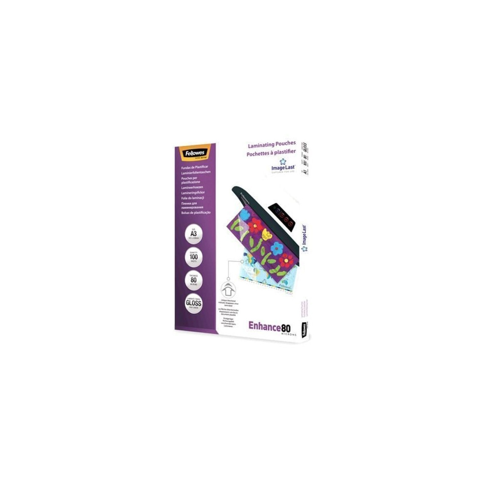 Fundas para Plastificar Fellowes 5306207/ A3/ 80 Micras/ 100 unidades | Encuadernación y Plastificación