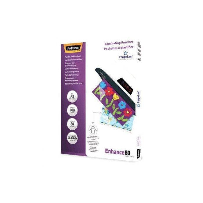 Fundas para Plastificar Fellowes 5306207/ A3/ 80 Micras/ 100 unidades | Encuadernación y Plastificación