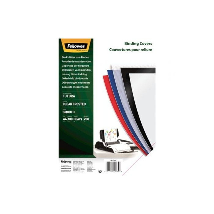 Portadas de Polipropileno Fellowes 5376503/ A4/ 300 Micras/ 100 unidades/ Transparente | Encuadernación y Plastificación