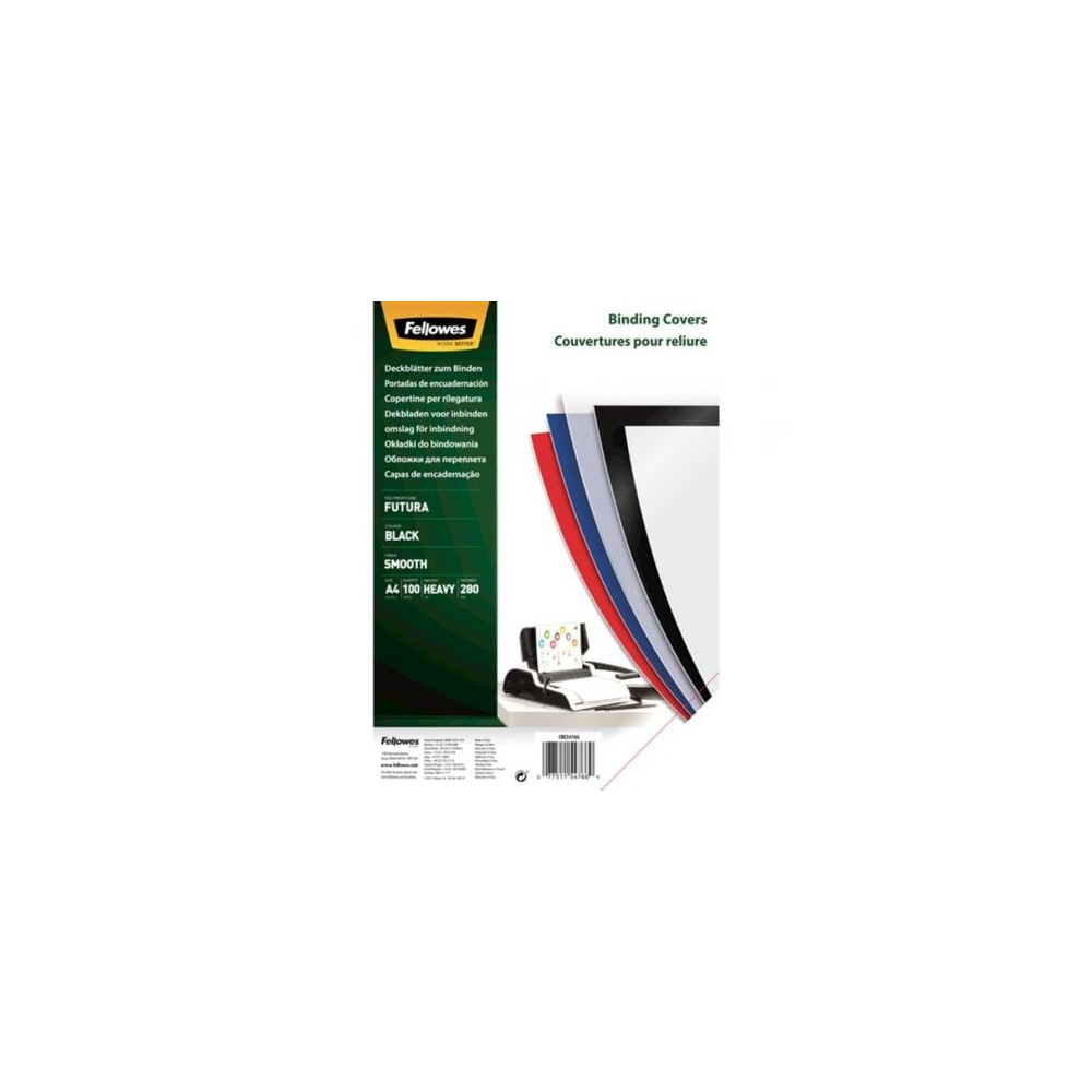 Portadas de Polipropileno Fellowes 5476603/ A4/ 300 Micras/ 100 unidades/ Negras | Encuadernación y Plastificación
