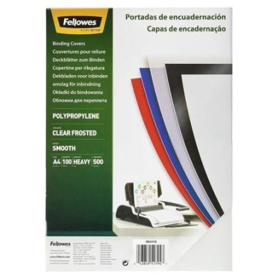 Portadas de Polipropileno Fellowes 54770/ A4/ 500 Micras/ 100 unidades/ Helado Claro | Encuadernación y Plastificación
