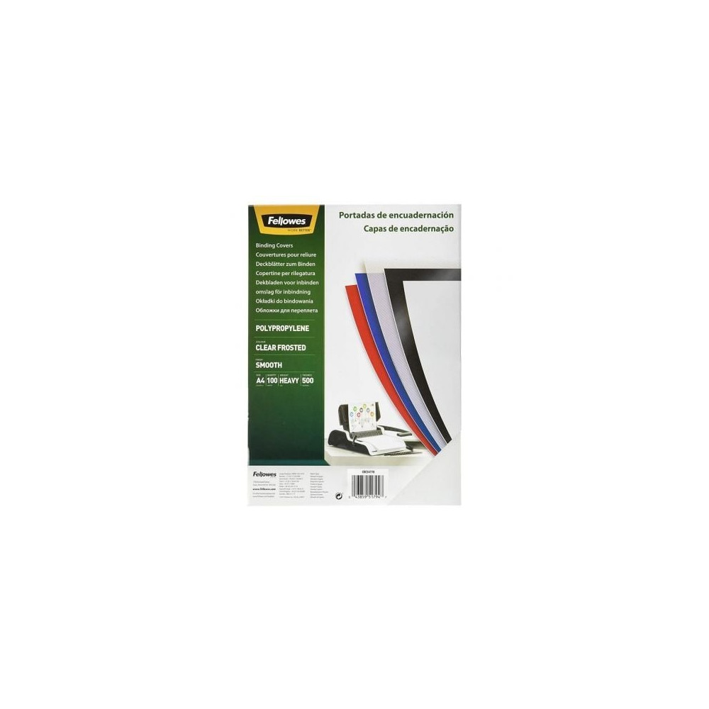Portadas de Polipropileno Fellowes 54770/ A4/ 500 Micras/ 100 unidades/ Helado Claro | Encuadernación y Plastificación
