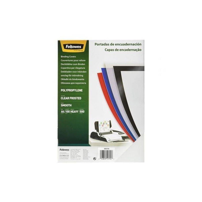 Portadas de Polipropileno Fellowes 54770/ A4/ 500 Micras/ 100 unidades/ Helado Claro | Encuadernación y Plastificación