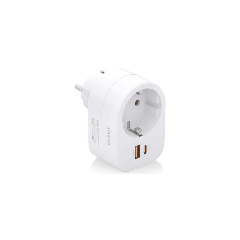 Enchufe Aisens ASPS-1A1C06-W/ 1 Toma de Corriente/ 1 USB Tipo-C PD/ 1 USB/ Blanco | Enchufes