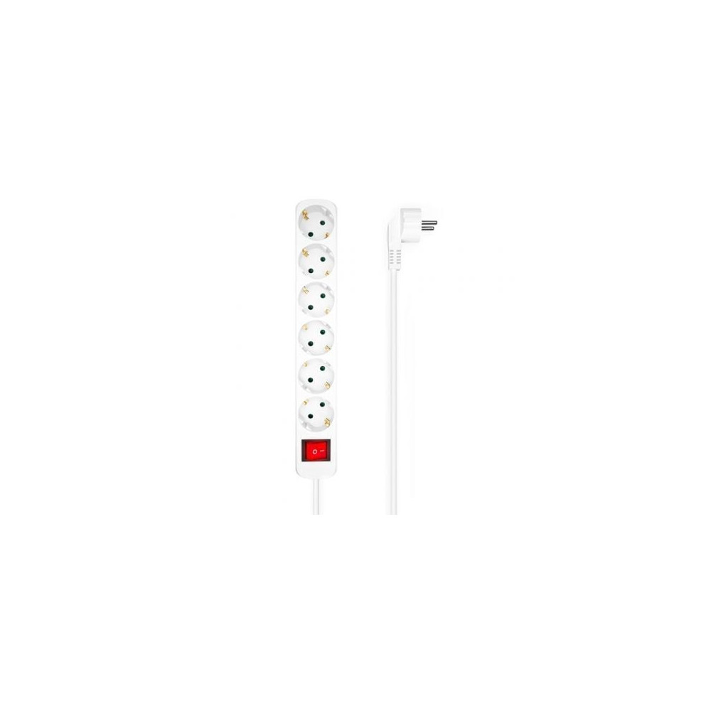 Regleta con Interruptor Aisens A154-0535/ 6 Tomas de Corriente/ Cable 1.4m/ Blanco | Regletas