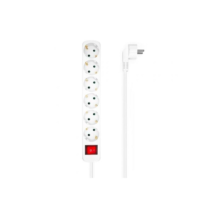 Regleta con Interruptor Aisens A154-0535/ 6 Tomas de Corriente/ Cable 1.4m/ Blanco | Regletas