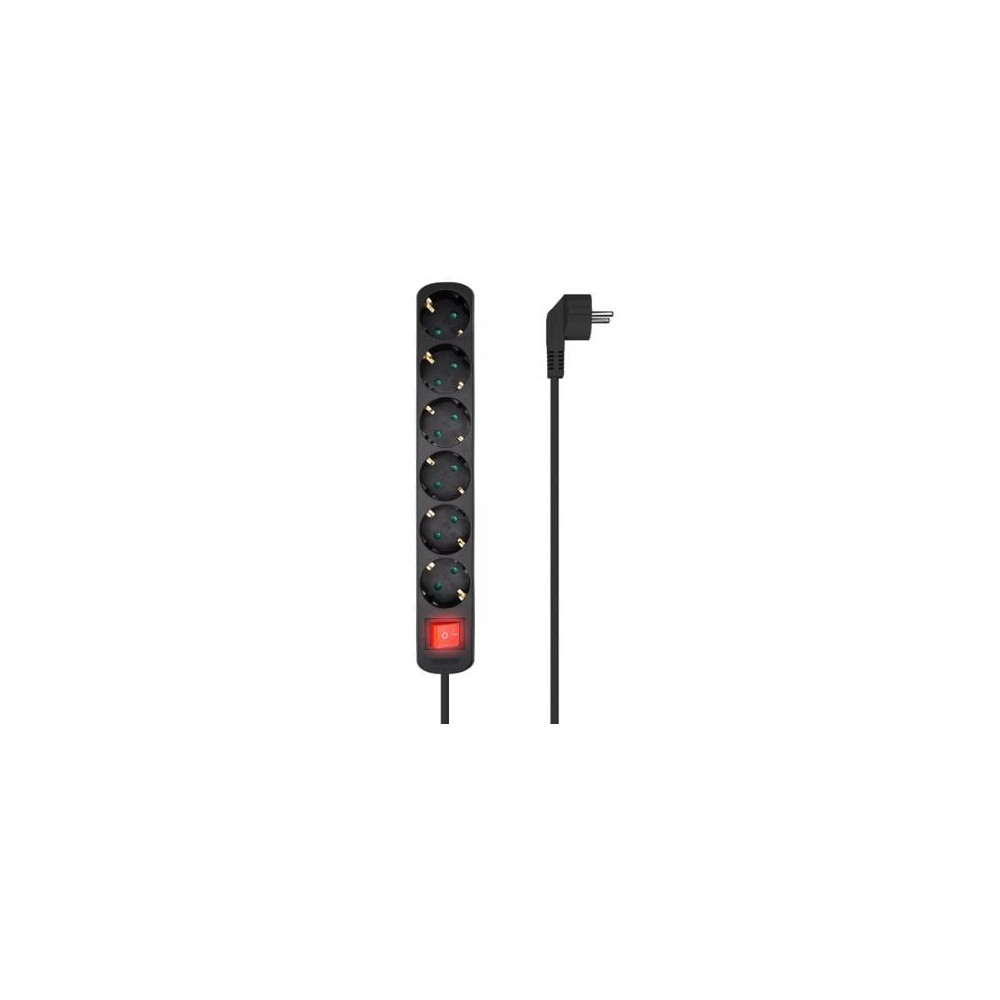 Regleta con Interruptor Aisens A154-0536/ 6 Tomas de Corriente/ Cable 1.4m/ Negro | Regletas