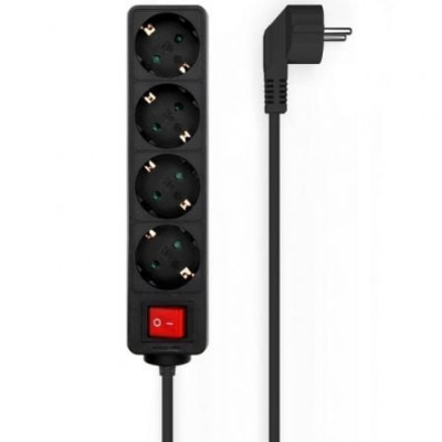 Regleta con Interruptor Aisens A154-0650/ 4 Tomas de Corriente/ Cable 1.4m/ Negro | Regletas