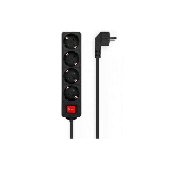 Regleta con Interruptor Aisens A154-0650/ 4 Tomas de Corriente/ Cable 1.4m/ Negro | Regletas