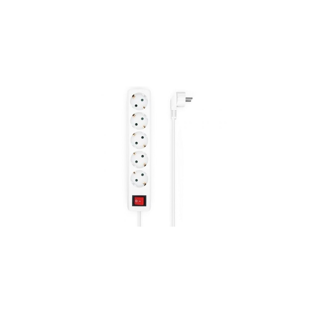Regleta con Interruptor Aisens A154-0651/ 5 Tomas de Corriente/ Cable 1.4m/ Blanco | Regletas