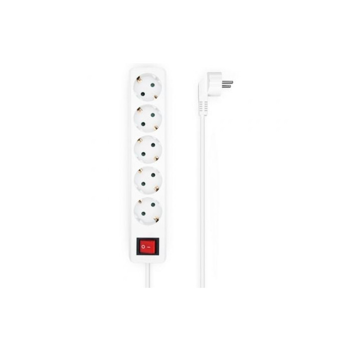 Regleta con Interruptor Aisens A154-0651/ 5 Tomas de Corriente/ Cable 1.4m/ Blanco | Regletas