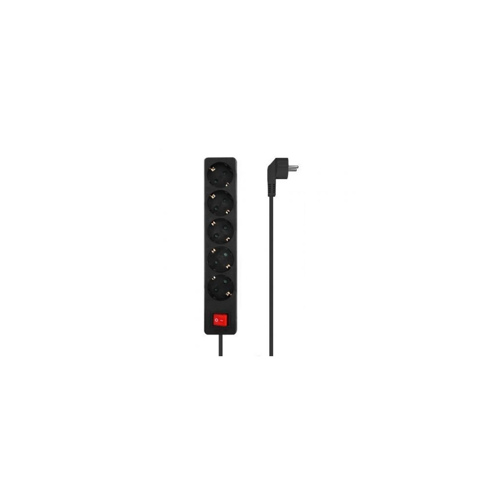 Regleta con Interruptor Aisens A154-0652/ 5 Tomas de Corriente/ Cable 1.4m/ Negro | Regletas