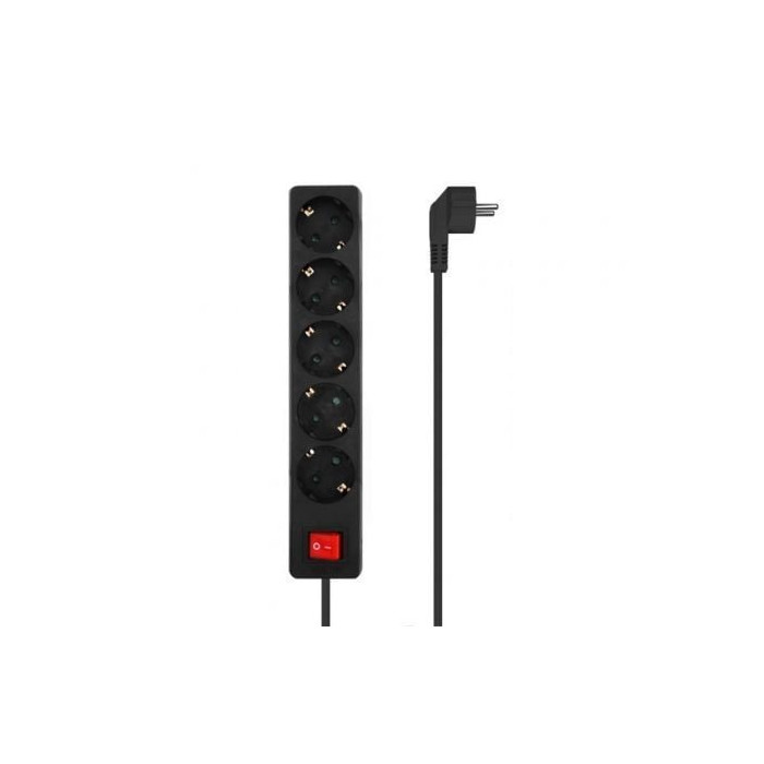 Regleta con Interruptor Aisens A154-0652/ 5 Tomas de Corriente/ Cable 1.4m/ Negro | Regletas