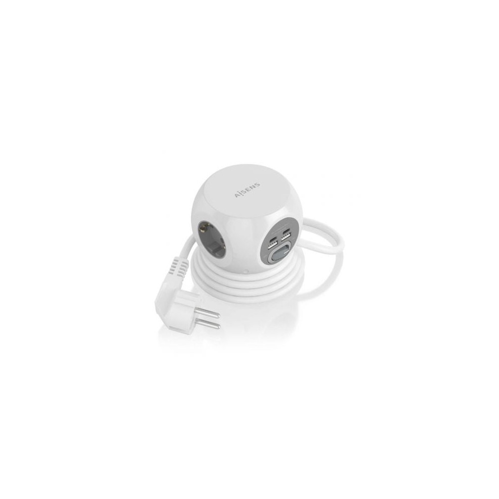 Regleta con Interruptor Aisens ASPS-2A2C04-W/ 3 Tomas de Corriente/ 2 USB Tipo-C/ 2 USB/ Cable 1.4m/ Blanco | Regletas