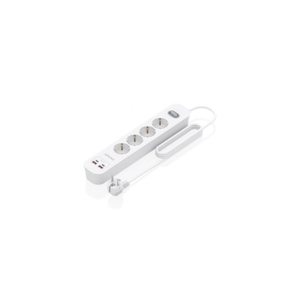 Regleta con Interruptor Aisens ASPS-2A2C12-W/ 4 Tomas de Corriente/ 2 USB - 2 USB Tipo-C/ Cable 1.4m/ Blanco | Regletas